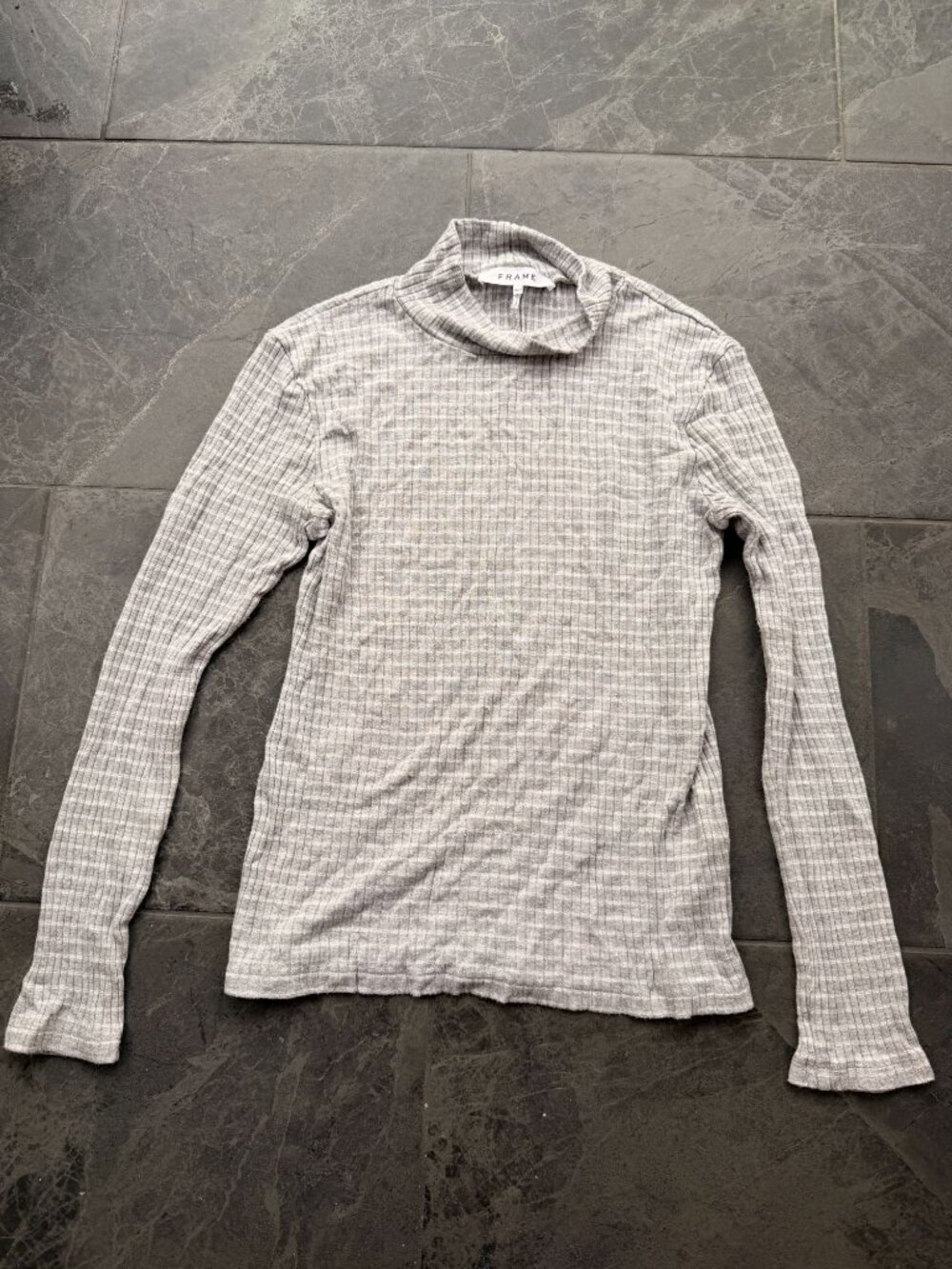 frame gray longsleeve mock turtleneck medium striped pattern